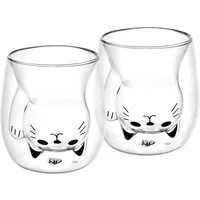 GRÄWE Glas GRÄWE Doppelwandige-Thermogläser, 190ml, 2er Set, Motiv Katze, Glas