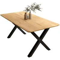Liadomo Esstisch Gubio, Esszimmertisch, Massivholztisch, verschiedene Größen, Tischplatte mit Schweizer Kante, aus massivem Holz mit Metallgestell
