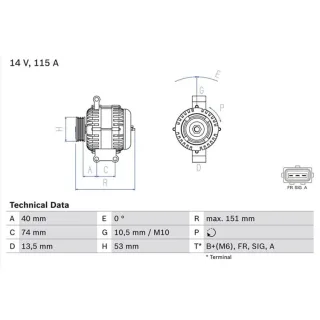 Bosch Lichtmaschine 115A Ford Focus Mondeo Jaguar X-Type 0986049460