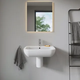 Duravit D-Code Waschtisch 2310650000 65 x 50 cm, mit Überlauf, 1 Hahnloch, Weiß Hochglanz