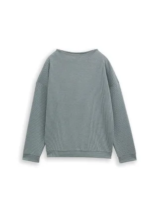 Tom Tailor - Loose Fit Sweatshirt mit Stehkragen black moss wave structure - Gr. - L
