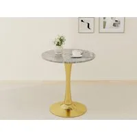 GLP Esstisch Runder Esstisch mit Sinterstein Tischplatte in Marmoroptik, 70 cm Ø (Gestell aus Metall, kratzfest und hitzebeständig), für kleine Räume und Apartments