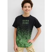 bonprix T-Shirt aus reiner Baumwolle, mit auffälligem Gamer Print, Kurzarm-Design