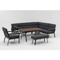 Gardissimo Gartenlounge-Set Nara Oak XL rechts / Gartenmöbelset / Nonwood Dining Lounge Set, (Set, 4-tlg., Alu, Ecklounge, Esstisch, Sessel, Bank, inkl. Auflagen), Dining Höhe, Liegefunktion, wetterfest
