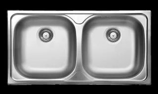 Neuesbad 2-Becken Spüle ohne Abtropffläche, DECOR, 780x435x150, 3,5'' mit Zubehör NB1DEZEX32031