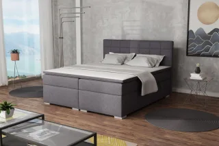 Boxspringbett Schlafzimmerbett FARUK 140x200cm Stoff Lux Dunkelgrau