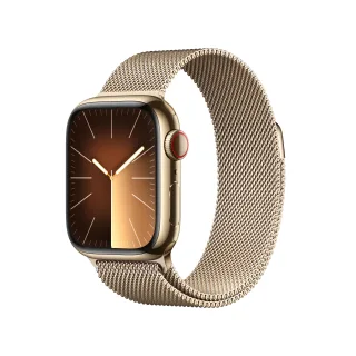 Apple Watch Series 9 [GPS + Cellular inkl. Milanaise Armband gold] 41mm Edelstahlgehäuse gold