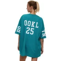 Worldclassca T-Shirt Worldclassca Oversized BROOKLN 25 Print T-Shirt lang Tee Oberteil