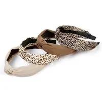 nsihing Haarreif 4er-Set Leopardenmuster-Haarreifen, breite Haarreifen im Vintage-Stil, modische Haarbänder, Haarschmuck für Mädchen und Damen