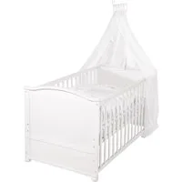 roba® Babybett Fox & Bunny 70 x 140 cm, Gitterbett inkl. Matratze, Bettwäsche & Himmel - höhenverstellbar
