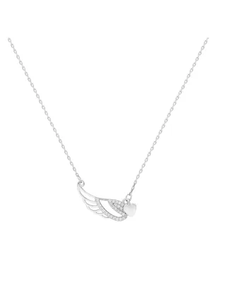 Dkeniz Anhänger mit Kette Engelsflügel 925/- Sterling Silber Zirkonia Weiß