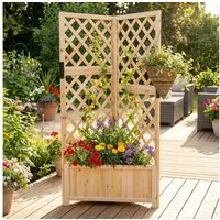 COSTWAY Blumenkasten (1 St), Hochbeet, Eck Pflanzkasten mit Spalier, Rankhilfe