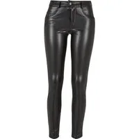 URBAN CLASSICS Lederhose Urban Classics Damen Ladies Mid Waist Synthetic Leather Pants (1-tlg)