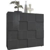 Home affaire Highboard Dama Höhe 111 cm, Breite 121 cm, Kommode 2 Türen, Hochkommode, Front in 3D-Optik, viel Stauraum, verschiedene Farben
