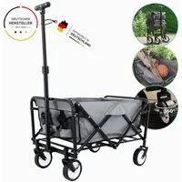 FASports Bollerwagen Gardenio mit Bremsen, Upgrade-Version (längerer Lenkstange), faltbar, bis 80 kg belastbar, fasst 61 Liter