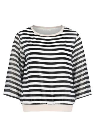 Betty & Co - Blusenshirt Dunkelblau/Weiß - Gr. - S
