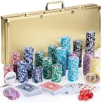 Goods+Gadgets Spiel Goods+Gadgets Profi Poker Set – Pokerkoffer mit 300–500 Chips Zuhause, Pokerset inkl. 300-500 Poker-Chips, Casino für Zuhause