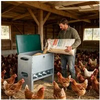 GarveeMore Futterautomat Automatischer Hühnerfutterspender, verzinkter Stahl, 0,6 mm, 6/10 Futtertröge, für Hühner, Enten, Geflügel