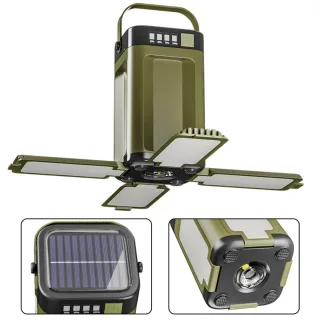 IPRee Portable Solar Camping Lantern LED Rechargeable Outdoor Hanging Tent Lamp Folding LEDWith Hook Emergency Camping