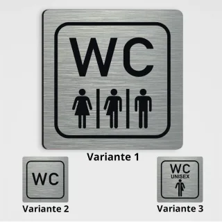 WC Hinweisschild WC Gender neutral - edler gebürsteter Alu-Look 12 x 12 cm Variante 2