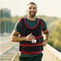 HOMCOM Gewichtsweste TrainingswesteGewichtsweste mit doppelten Gurten, (Krafttraining, 1-tlg., verstellbar Krafttraining Fitness), Schwarz+Rot 60 x 50 cm