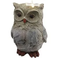 Arnusa Gartenfigur Eule mit Solarbeleuchtung Gartendekoration Steinoptik, (35 cm warmweiß), Tierfigur Solarlampe Gartendeko