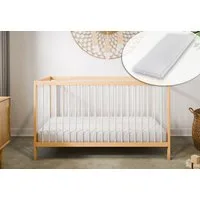 Kids Collective Kinderbett Babybett Gitterbett 60x120 und 70x140 cm herausnehmbare Sprossen (mit Matratze und herausnehmbare Sprossen ab Geburt bis zum 3. LJ), 70x140 cm in natur mix weiß