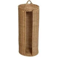Krines Home Toiletten-Ersatzrollenhalter WC Rollenhalter Ersatzrollenhalter Rattan Toilettenpapierhalter, mit Deckel