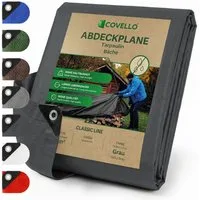 Covello Schutzplane 90g/m² grau, Abdeckplane mit Ösen wasserdicht, Plane UV-stabilisiert in vielen verschiedenen Farben & Größen