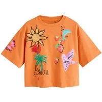 Next T-Shirt Kastiges Oversized Fit T-Shirt mit Stickerei (1-tlg)