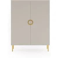 MOEBLO Kommode VALERIA B08 (Kaschmir – 90 cm Glamour Kommode mit 2 Türen, Goldene Metallfüße & Griffe, Elegantes Sideboard für Wohnzimmer, Schlafzimmer oder Flur), (BxHxT): 90x120x40,5 cm