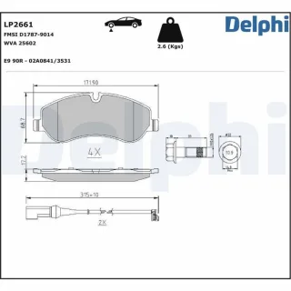 Delphi Bremsbel?ge vorne Ford Tourneo V362 Transit V362 LP2661