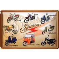 WOGEKA ART Metallbild DDR Moped Programm - 20 x 30 cm Retro Blechschild DDR Simson Schwalbe, Metallschild Wanddeko Spruch Schild Wandbild Ostdeutschland Ossi