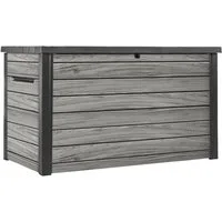 Keter Gartenbox "Ontario" 870L in Holzoptik 147x83x86 cm mit Gasdruckfedern, Wasserfest, abschließbar