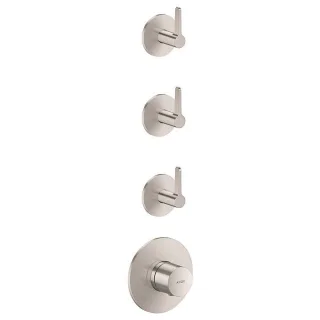 hansgrohe AXOR One Thermostatmodul 48723800 Unterputz, 3 Verbraucher, mit Hebelgriff, Edelstahl Finish