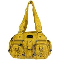 Taschen4life Schultertasche klassische Damen Handtasche (Schultertasche) mit Nieten AKW22032, viele Fächer, verstellbarer abnehmbarer Schulterriemen