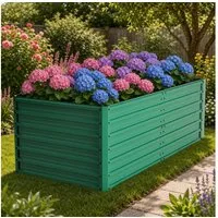 BBWL Hochbeet 190x90x64 cm Wetterfestes Gartenbeet mit Offener Boden Rostfrei, Metall Hochbeet für Gemüse Kräuter Blumen Terrasse