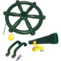 Loggyland Spielturm-Spielzeugset Lenkrad Fernrohr 2 Handgriffe, 4-teilig