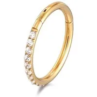 Karisma Piercing-Set Karisma Titan Gold G23 Hinged Segmentring Charnier/Conch Clicker Ring, Piercing Ohrring Zirkonia Stärke 1,2mm - 6mm