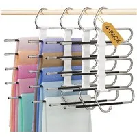 AIMAX Mehrfach-Kleiderbügel Mehrfach Kleiderbügel Mehrfach Hosenbügel platzsparend 4 Set, Hosenbügel platzsparend, Kleiderbügel Hosen, rutschfest, offenes Ende