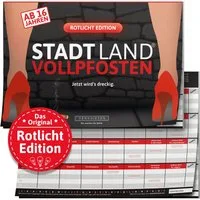 Denkriesen Spiel Stadt Land Vollpfosten, Rotlicht Edition A4 Block, Erwachsenenspiel, Made in Germany