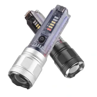 Solar Portable Torch Keychain Telescopic Zoom 30W/XHP50 LED Strong Light 18650 Type-C Flashlight Multi Light Source Outd