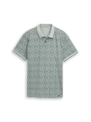 Tom Tailor - Fitted Poloshirt mit Allover-Print mint round design - Gr. - XL