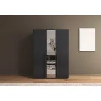 rauch Drehtürenschrank Kleiderschrank Schrank Garderobe Wäscheschrank NAGATA mit Spiegel (in 3 verschiedenen Ausstattungen BASIC/CLASSIC/PREMIUM) und modernen Stangengriffen in Graumetallic TOPSELLER MADE IN GERMANY