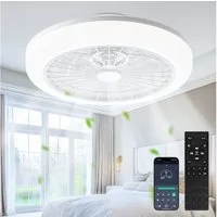 Lujasi Deckenventilator 36W LED-Deckenleuchte mit Ventilator, App und Fernbedienung, 6-Gang, 3 cm Durchmesser, 3000K-6500K, 6 Windstufen, Leise, Timer, Lampe mit Ventilator für Wohn