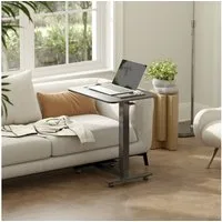 HOMCOM Schreibtisch mit 4 Rollen (Stehpult, 1-St., Höhenverstellbar C-förmig Computertisch), für Büro, Arbeitszimmer, Wohnzimmer, bis 70 kg belastbar, Schwarz