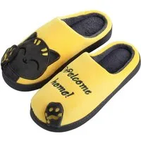 Katara Tier Pantoffeln Gr. 34-41 (Einhorn, Katze, Hase) Plüsch Hausschuhe Hausschuhe, weich, warm, süß, kuschelig, Plüsch Katze (Schwarz-Gelb)