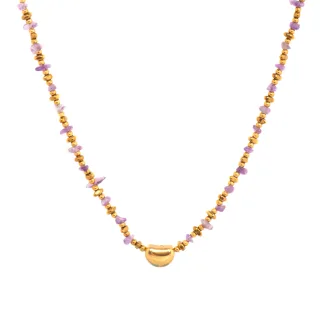Luxenter Halskette mit 18-karätigem Gelbgold-Finish und natürlichem Amethyst – Tarthae
