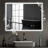 Dripex Badspiegel Badspiegel mit 3-farbiges Licht, Anti-Beschlag, Seit-Steckdose,60*80cm