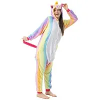 Katara Partyanzug Einhörner Jumpsuit Onesie Erwachsenen Kostüm S-XL, Karneval - Kostüm, Kigurumi - Einhorn Regenbogen M (155-165cm)